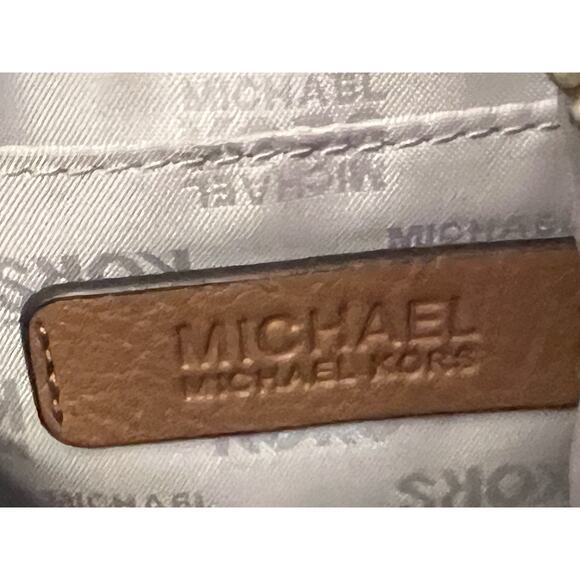 MICHAEL KORS Crossbody w/ Chain Top Handle Handbag Camel Brown Soft Leather - Picture 9 of 15